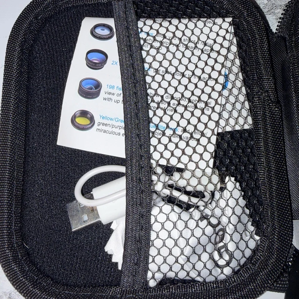 Smartphone Camera Lens Set with Case - Black